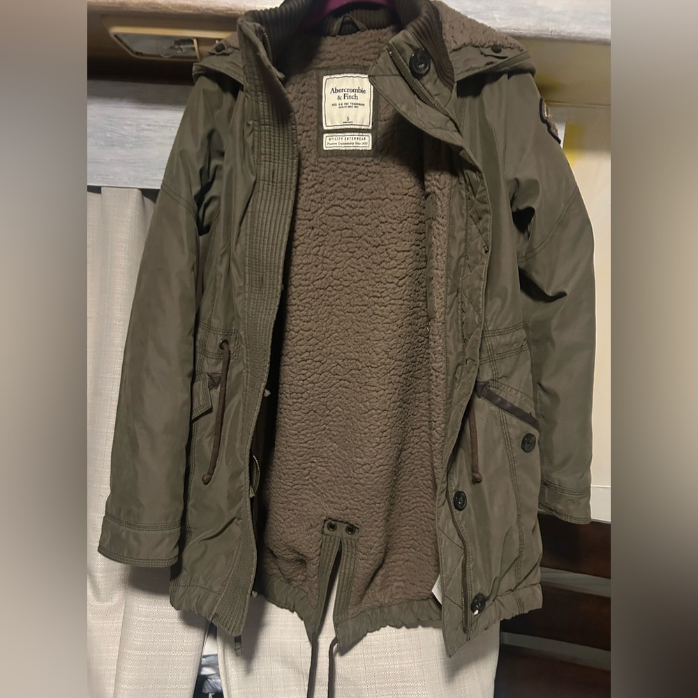 Abercrombie fitch utility army green military like jacket coat S SMALL winter